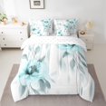 thumbnail image 2 of jejeloiu Watercolor Floral 7-Piece Bedding Comforter Set,Retro Flower Blossom King Bedding Sets,White Cyan Bed Sheets For Teens,Breathable Home Decor Reversible, 2 of 8