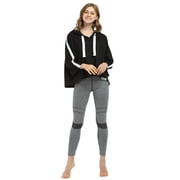 Flyingstar Women’s Casual Hoodie Sweatshirt, Solid Cropped Jumper Tops, 3/4 Sleeve Oversized