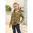 thumbnail image 4 of Sherrylily Kids Camouflage Stripe Long Sleeve Tops V Neck Criss Cross Tees Girls Casual Blouse（4-15T）, 4 of 6