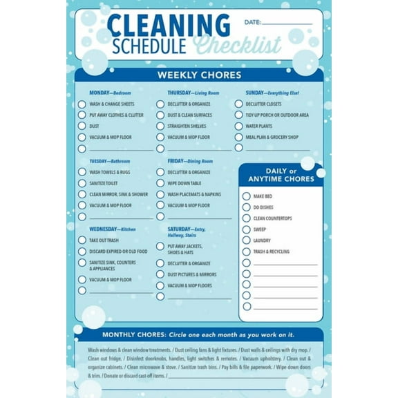 Cleaning Schedule Checklist Note Pad (60 Sheets), (Hardcover)