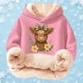 thumbnail image 5 of Oiyii Floral Highland Cow Print Hoodie for Toddler Girls Long Sleeve Weekend Hoodie Sweatshirt Pullover Top,Pink, 5 of 5
