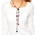 thumbnail image 2 of AeraVida Fashionable Chic Bohemian Multicolor Daisy Floral Mix Stone Genuine Leather Lariat Wrap Necklace, 2 of 8