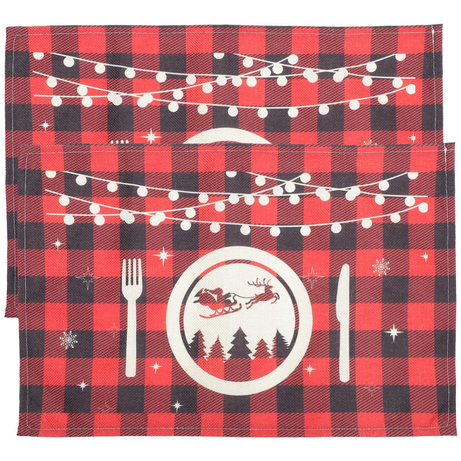 2Pcs Christmas Themed Placemat Heatresistant Place Mat Cutlery Mat