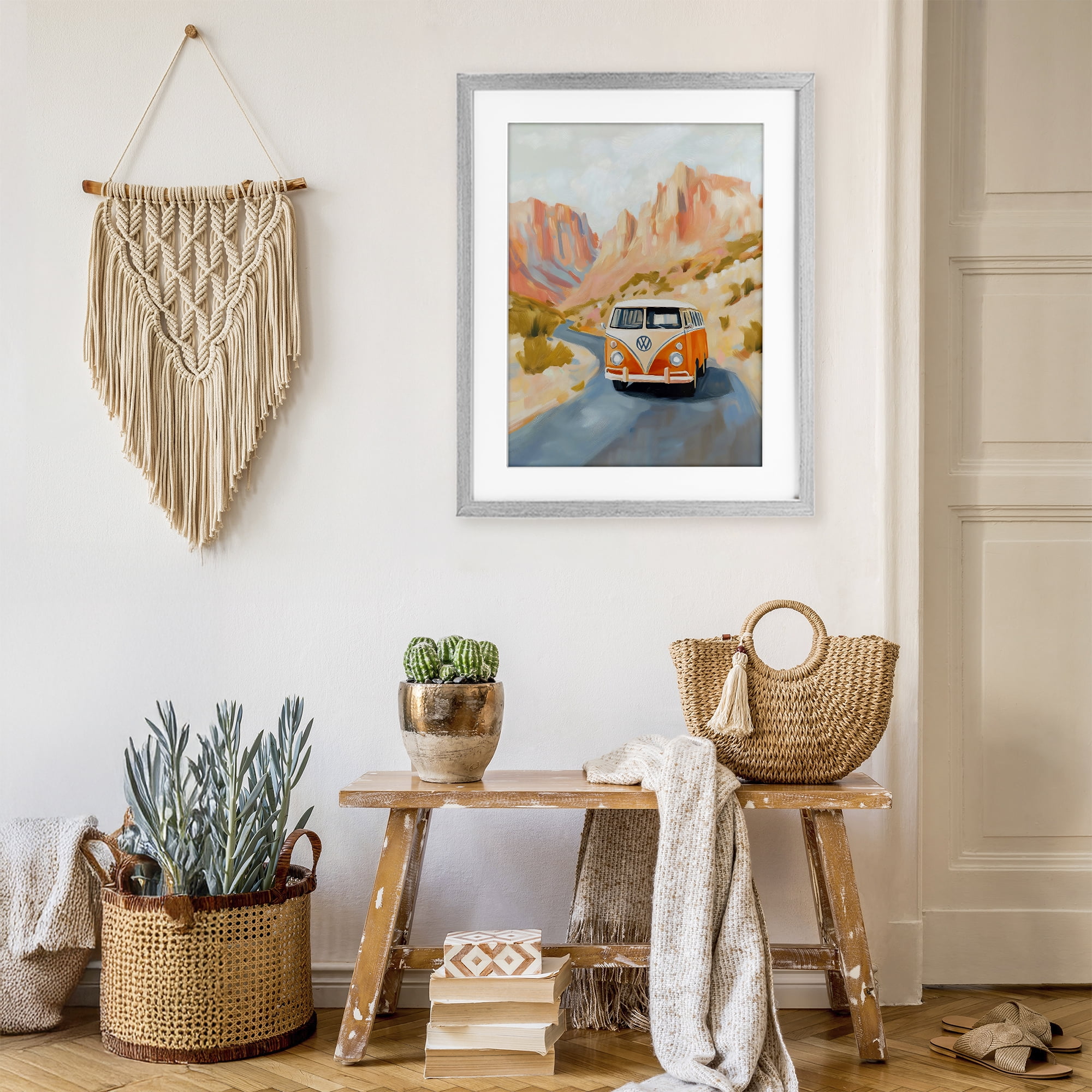 Stupell Industries Van Life Desert Canyon Gray Framed Print Under Glass, design by The Prints Vibe
