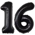 thumbnail image 2 of Globos negros de 16 números Giant Jumbo Number 16 Globos de Mylar de lámina para niña, niñ Colorful Elves COLORFUL ELVES, 2 of 2