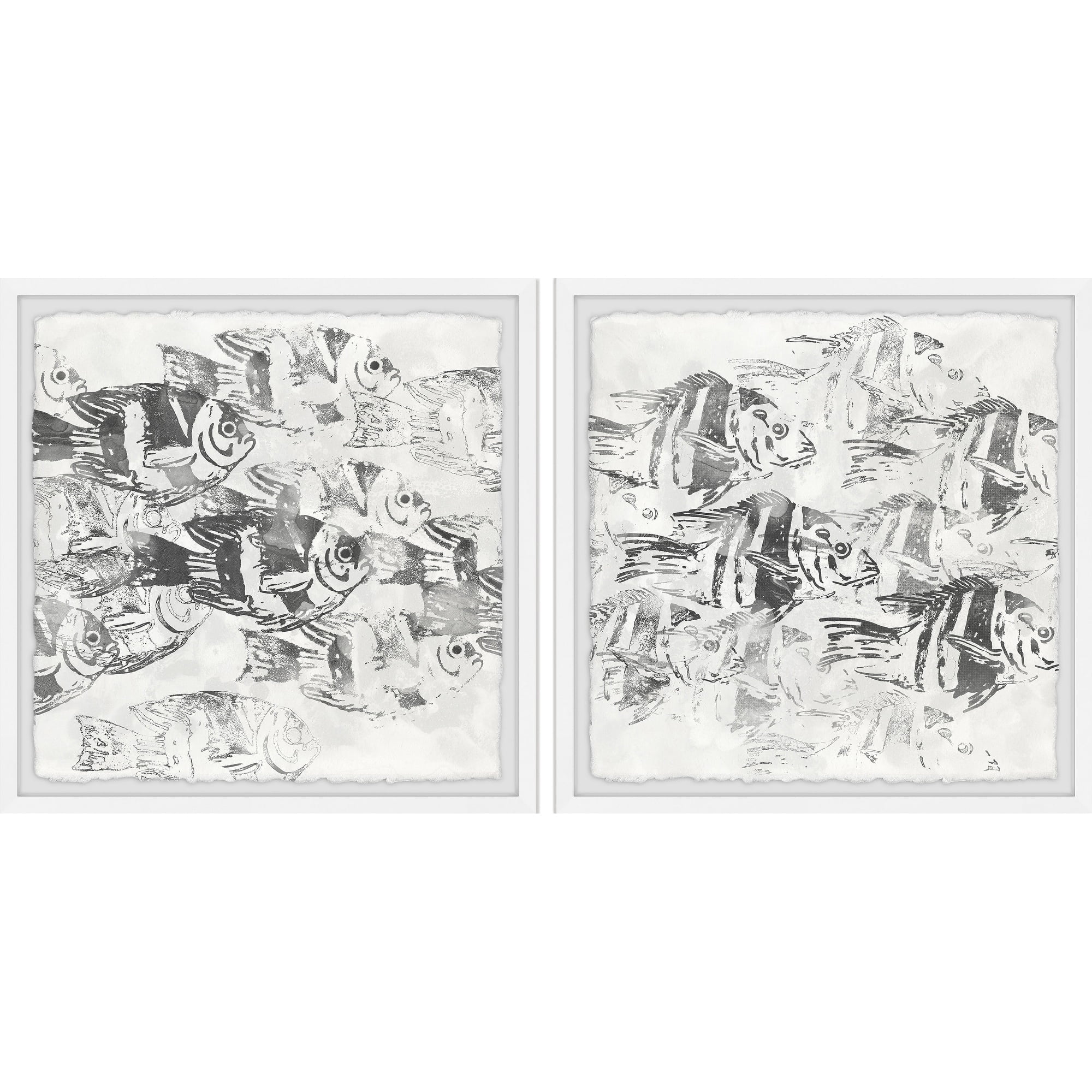 Marmont Hill Sea life Batik x iv Diptych, Art Prints 64.00" x 1.50"