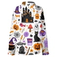 thumbnail image 6 of Delconic Womens Halloween Print Button Down Shirt Long Sleeve Casual Regular Fit Collared Blouse Pumpkin Pattern Top White 3XL, 6 of 7