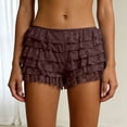 thumbnail image 2 of GEWSEY Ruffle Shorts Womens Bloomers Y2k Shorts Tiered Micro Booties Summer Women Ruffle Underwear Women (Coffee, M), 2 of 7