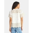 thumbnail image 4 of Time and Tru Women's Cotton Eyelet Top with Short Sleeves, Sizes XS-XXXL, 4 of 6