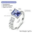 thumbnail image 3 of Beautlace 925 Sterling Silver Birthstone Ring,Adjustable Square Zirconia Band Ring Jewelry Gifts for Women, 3 of 9