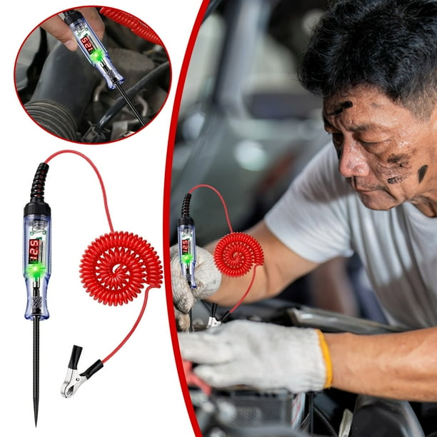 Luz de prueba para automóviles Probador de circuitos LED digital Lápiz de prueba para automóviles/Lápiz de prueba con pantalla digital 5 120 V/Herramienta de lápiz de prueba/Resorte grande