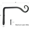 thumbnail image 4 of FZFLZDH 2 Pack Wall Hook Hanging Plant Bracket Decorative Straight Plant Hanger for Bird Feeders, Planters, Lanterns, Wind Chimes Indoor Outdoor 5.76inch, Black, 4 of 6