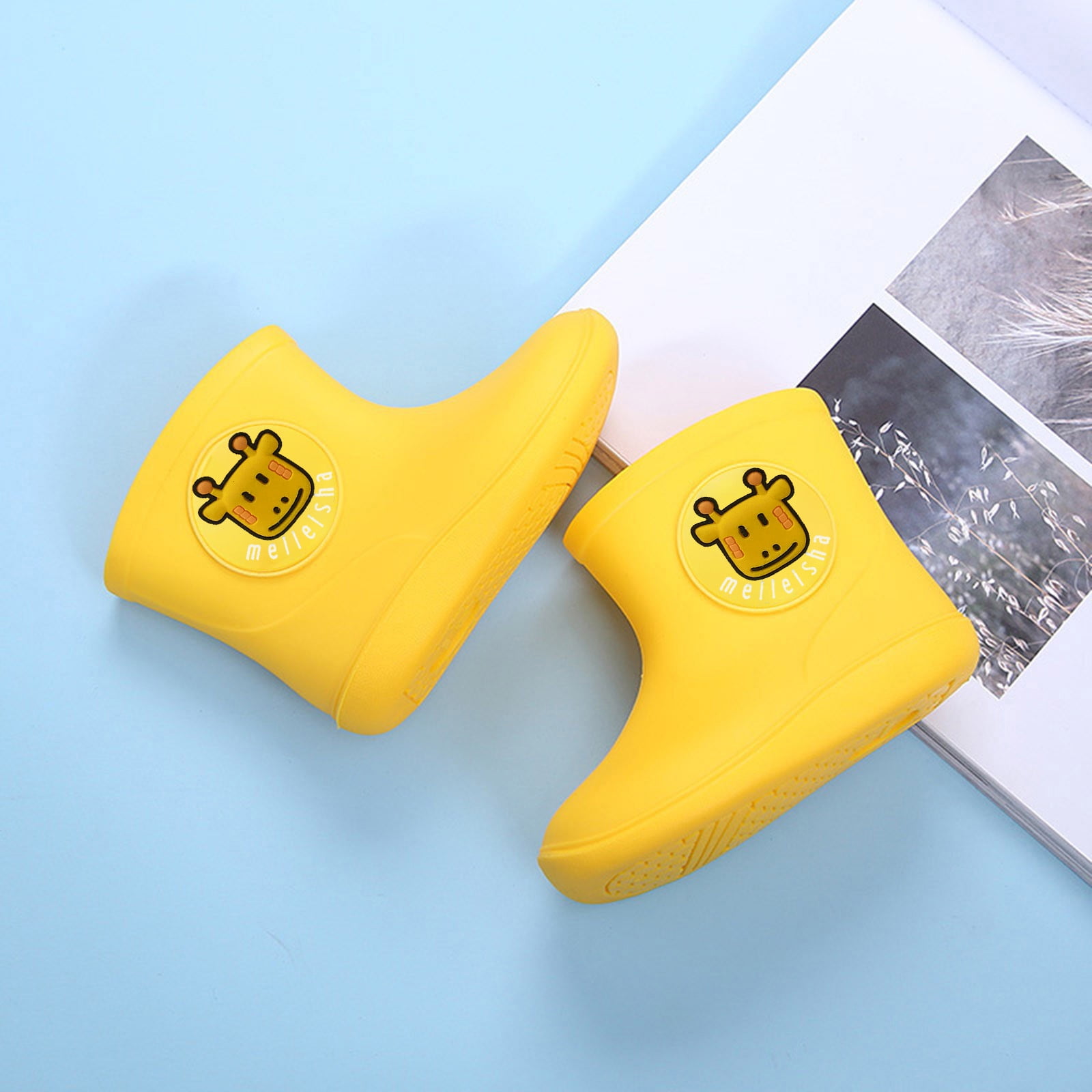 Toddler Rain Boots Kids Toddler Cartoon Rain Boots Waterproof Lightweight Non Sole Rubber Garden Boots Boys Rain Boots Yellow 5 Years-6 Years