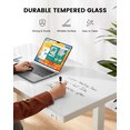 thumbnail image 3 of One Piece Glass Top Standing Desk with Drawer and Charging Ports, 55" x 24" Electric Height Adjustable Desk, Sit Stand up for Home Office, White, 3 of 7
