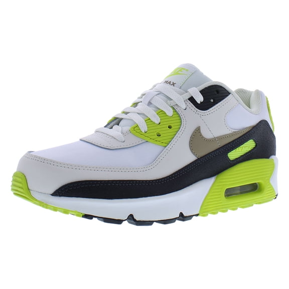 Nike Air Max 90 Big Kids' Shoes (HF6358-103, White/Cyber/Dark Smoke Grey/Khaki) Size 7