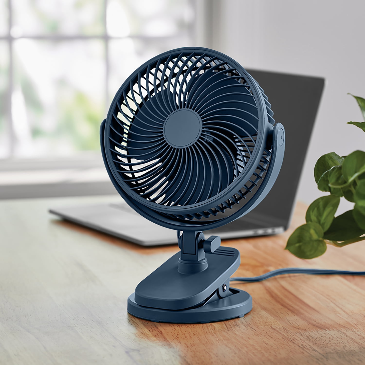 Mainstays 6" 2-speed Personal Desktop and Clip Fan, Adjustable rotates 360°, Washed Indigo, Model#FN1868NWI, New 2026 Model