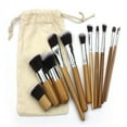 11 Handle Cosmetic Brushes Set Drawing Rope Linen Cloth Bag Ha Kids