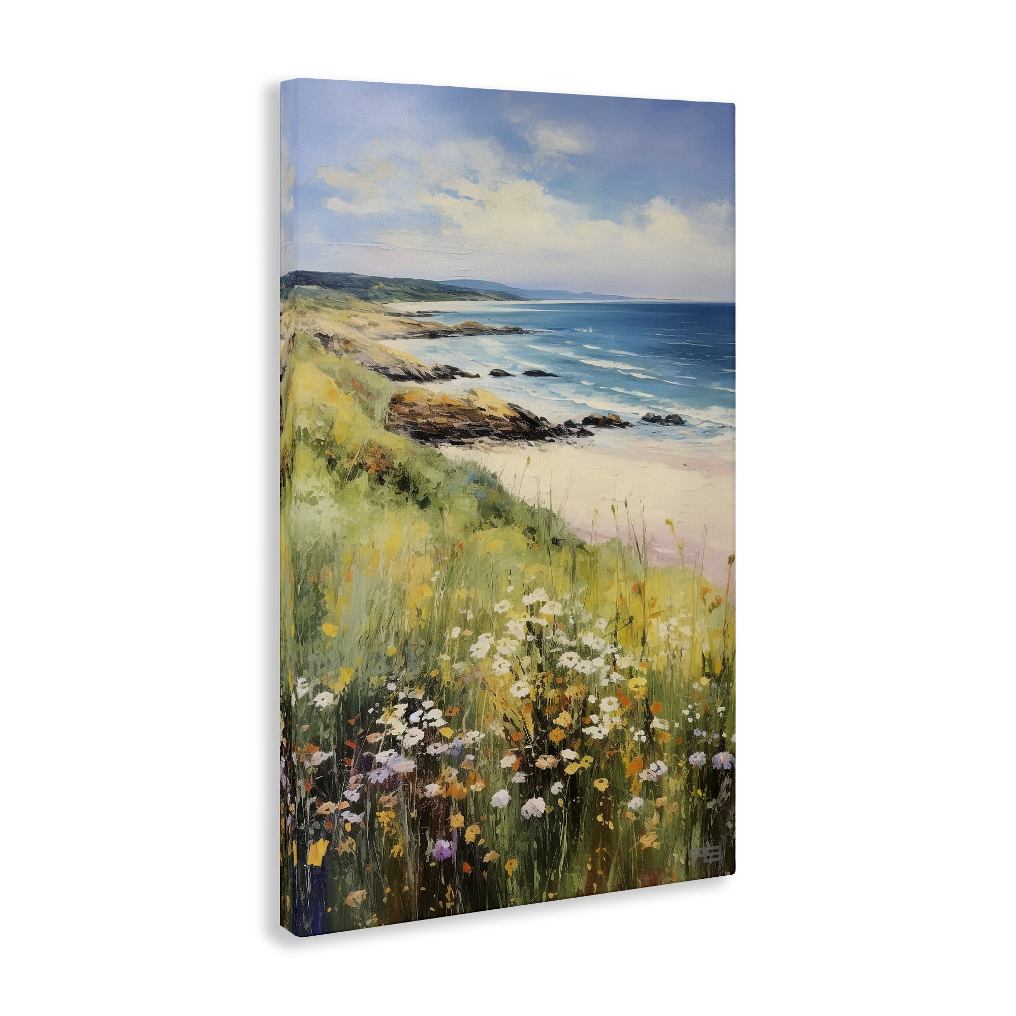 Stupell Industries Meadow Beside Beach Landscape Painting Gallery Wrapped Canvas Art Print Wall Art, 16 x 24