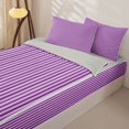 thumbnail image 2 of Castle Fairy Minimalist Vertical Stripe Zipper Full Size Comforter Sets with Fitted Sheet and 2 Pillowcases,Geometric Thin Line Zipper Bedding Set,Lavender Pale Purple,Reversible, 2 of 7