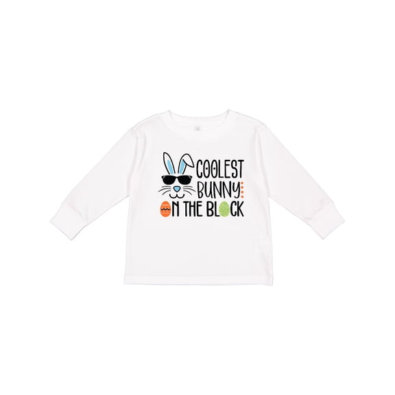 Inktastic Coolest Bunny on the Block Easter Boys Long Sleeve Toddler T-Shirt