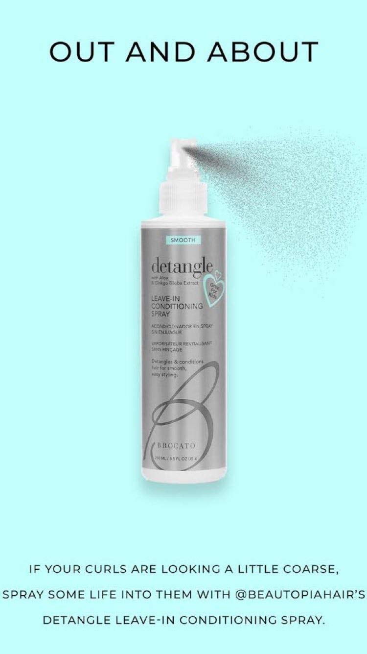 Brocato Detangle Leave In Conditioner Spray, 8.5 oz | Hair Detangler & Conditioning Spray for Women to Smooth Hair | Tame Frizz & Provide Sun & Heat Protection | Detangling for All Hair Types