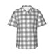 thumbnail image 1 of Balery Gray Checkboard Camisas hawaianas de manga corta para hombre, camisas playeras de corte holgado, camisas de vacaciones con botones,Small, 1 of 7