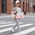 thumbnail image 3 of PatPat Kid Girls Pullover Printed Colorblock Sweatshirt and Joggers Set 2 Piece Sizes 4-12, 3 of 10
