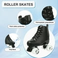 YANAOFFE Black Roller Skates for Adult Kids, Flashing Wheels Double Row Quad Skates(Women 6.5