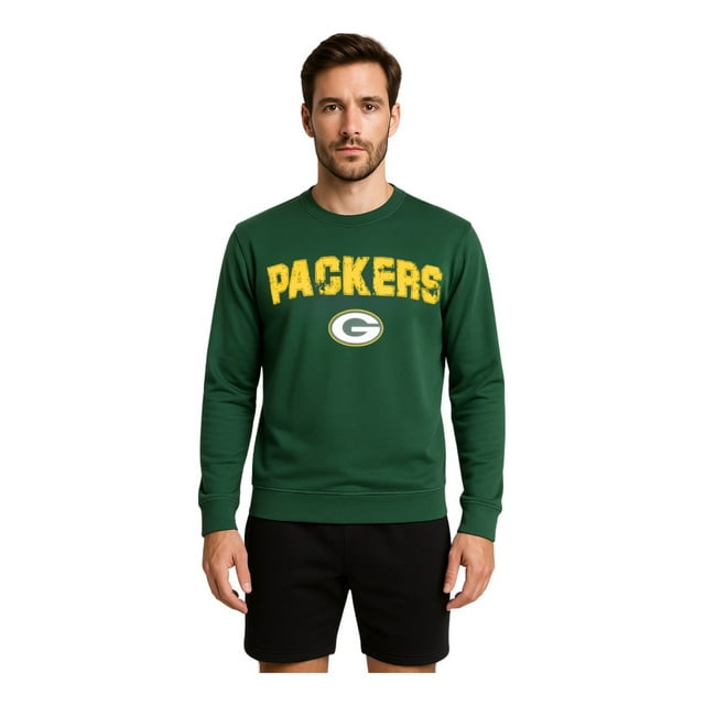 NFL Sudadera Cuello Redondo Green Bay Packers Verde para Hombre, Talla Mediana