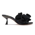 thumbnail image 2 of XYD Women Open Toe Applique Mid Spool Heels Slip on Ruffled Flower Mules Elegant Prom Party Slide Sandals Size 6 Black, 2 of 4