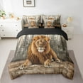 thumbnail image 3 of Feelyou Rustic Lion Animal Twin Bedding Sets 7-Piece for Kids, Vintage Lodge Cabin Bedding Comforter Set, Jungle Wildlife Reversible Sheet Sets, Ultra Soft Bedroom Decor, 3 of 8