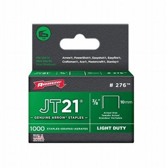 Arrow 276 JT21 3/8-Inch / 10mm Staples, 1000 Staples, Pack of 25