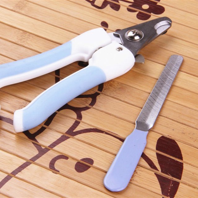 Flmtop Nail Clippers Safety Guard Grooming Stainless Steel Pet Claw Scissors Toe Nail Trimmer for Dogs Blue
