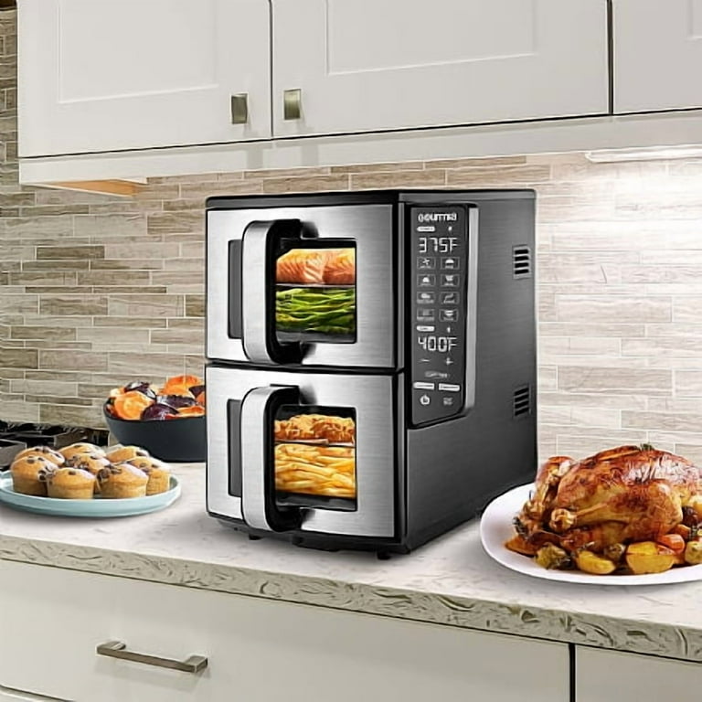 Gourmia 11 Quart Dual Basket Air Fryer with Smart Finish & 4-Layer