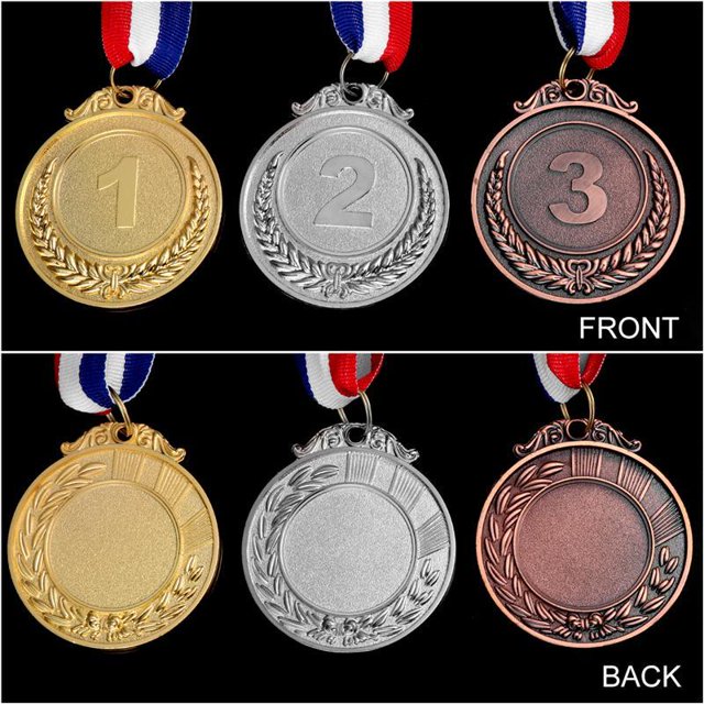 Medallas de premio de Metal de 3 uds con cinta para el cuello estilo bronce dorado plateado para académicos deportivos o cualquier competición