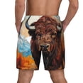 thumbnail image 2 of Lsque Mens Swim Trunks Oil Painting Style Iceberg Yak Pattern - Bathing Suit Compression Liner - Beach Swim Shorts Swimwear - (S-3XL) - Stretch Quick Dry -Medium, 2 of 9