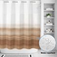 thumbnail image 4 of No Hook Shower Curtain with Built-in Rings - Brown White Washable Waterproof Fabric Bathroom Curtains for Hotel,Rentals, 72 X 72 Inch Long , Abstract Modern Brush Strokes, 4 of 9