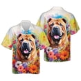 thumbnail image 3 of Welcome Spring Summer Chinese Shar-Pei Portrait Flower Blue Sky Hawaiian Shirt Breathable Summer Unisex Merch Dog Lover - 12001, 3 of 6