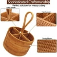 thumbnail image 3 of Wicker Silverware Caddy with Built-in Handle,Rattan Utensil Holder with 4 Compartments,Kitchen Utensil Holder for Countertop, Utensil Organizer for party, Natural Woven (Round A), 3 of 7