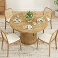 thumbnail image 4 of 43" Round Dining Table for 4 People, Small Wood Kitchen Table with Sturdy Metal Base, Modern Round Dinner Table for Dining Room, Easy Assembly, 4 of 5