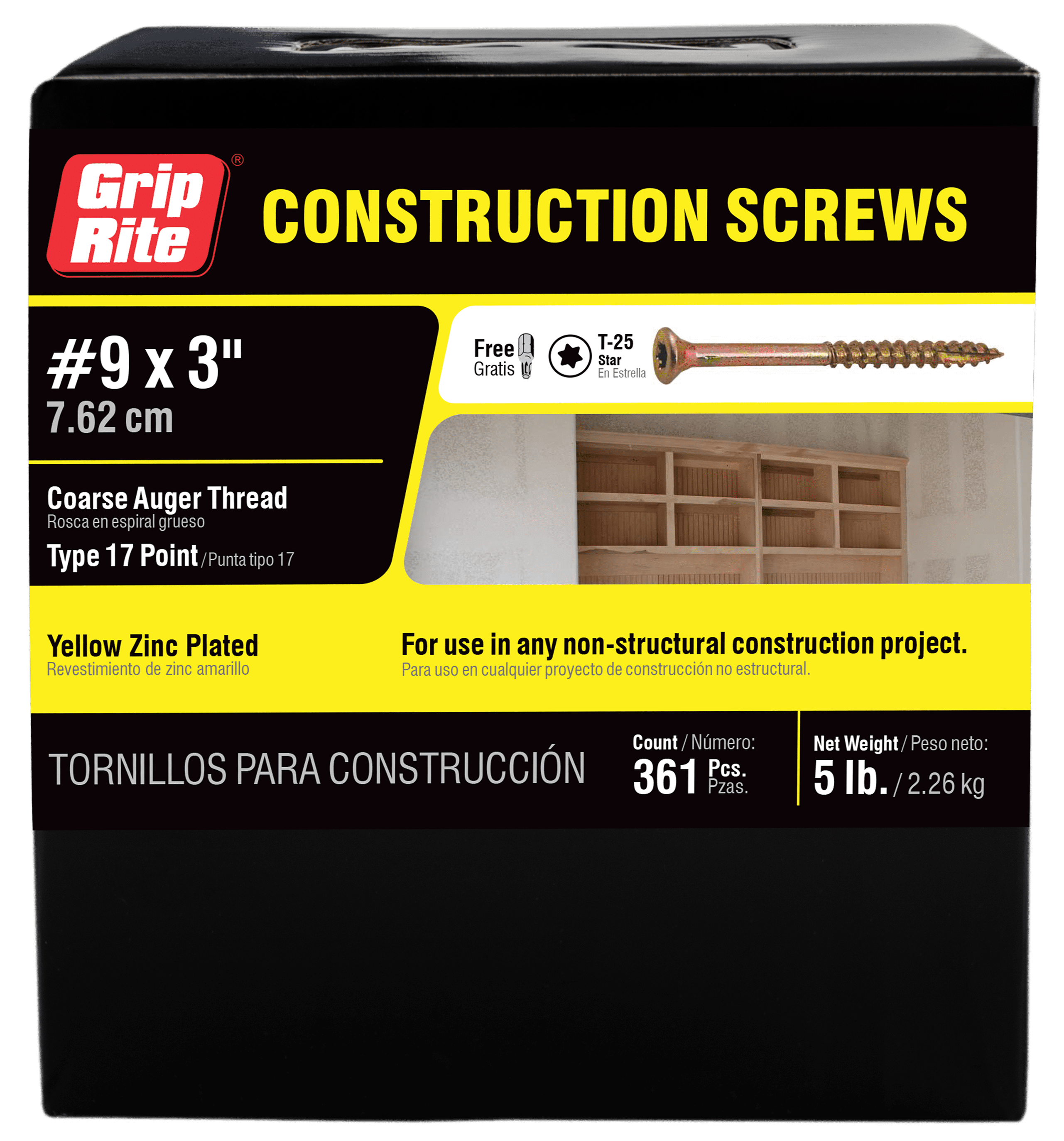 Premium-coated Combo Wood Exterior Screw 25lbs for sale online Grip Rite P3SBK # 9 X 3 In 