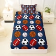 thumbnail image 3 of Castle Fairy Football Soccer Basketball Baseball Twin Sheets 3pcs, Sport Theme Bedding, Blue White,1 Fitted Sheet, 1 Flat Sheet and 1 Pillowcase, 3 of 6