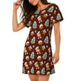 thumbnail image 2 of Kdxio Christmas Gingerbread Pattern Womens Short Sleeve Sleepshirt Scoopneck Cute Nightdress Ruffle Comfy Nightgown, 2 of 6