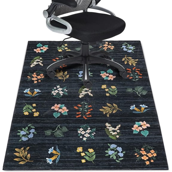 Office Chair Mat for Hardwood Floor 36"X 48" Office Rugs for Rolling Chairs Computer Desk Chair Non-Slip Wildflowers Protector Mats for Hard Floor & Tile Floor Decor