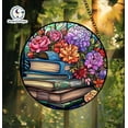 thumbnail image 3 of Stained Glass Book and Flower Suncatcher, Colorful Floral Window Hanging Decor, Unique Handmade Gift for Book Lovers and Readers, Window Art 4303502536, 3 of 4