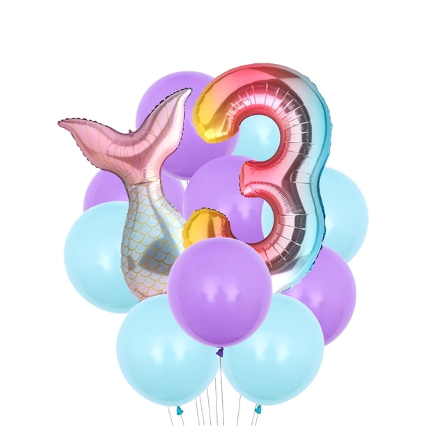 Juego de 12 globos de cola de sirena TOMSHOO Número 3