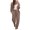 Khaki L, variant on 2 Pcs/Set Women Shirt Pants Set V Neck Single-breasted Long Sleeves Knitted Loose Top Drawstring Elastic Waist Wide Leg Trousers Sport Tracksuit