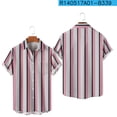 thumbnail image 4 of Antinious Summer Beach Shirt Men,Oversized Tshirts for Man,Mens Short Sleeve Shirts Button up Casual Patchwork Collar Stripe Print Pockets Tops,Pink,XL, 4 of 5