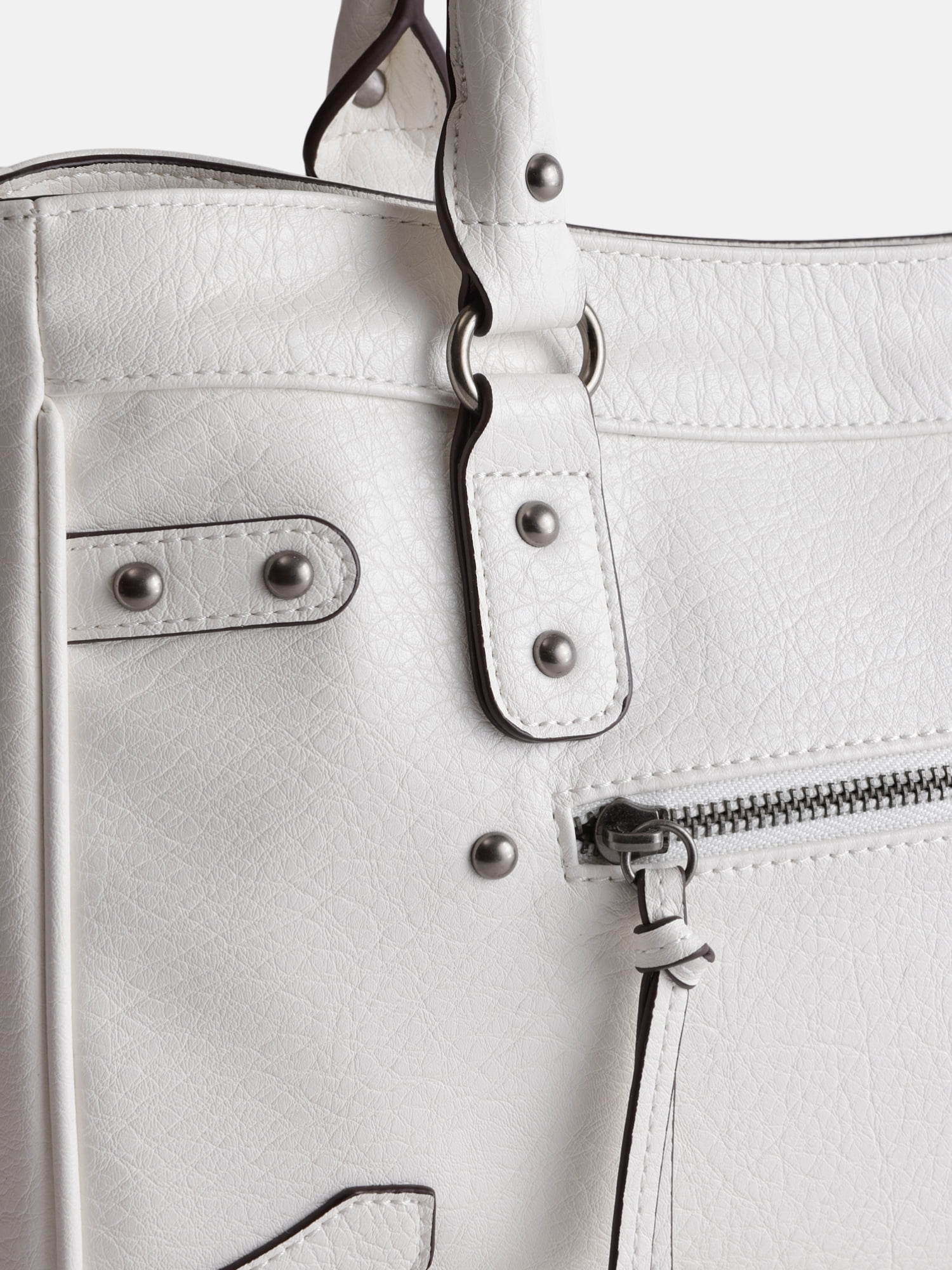 No Boundaries Women's Faux Leather Shoulder Bag, Cream