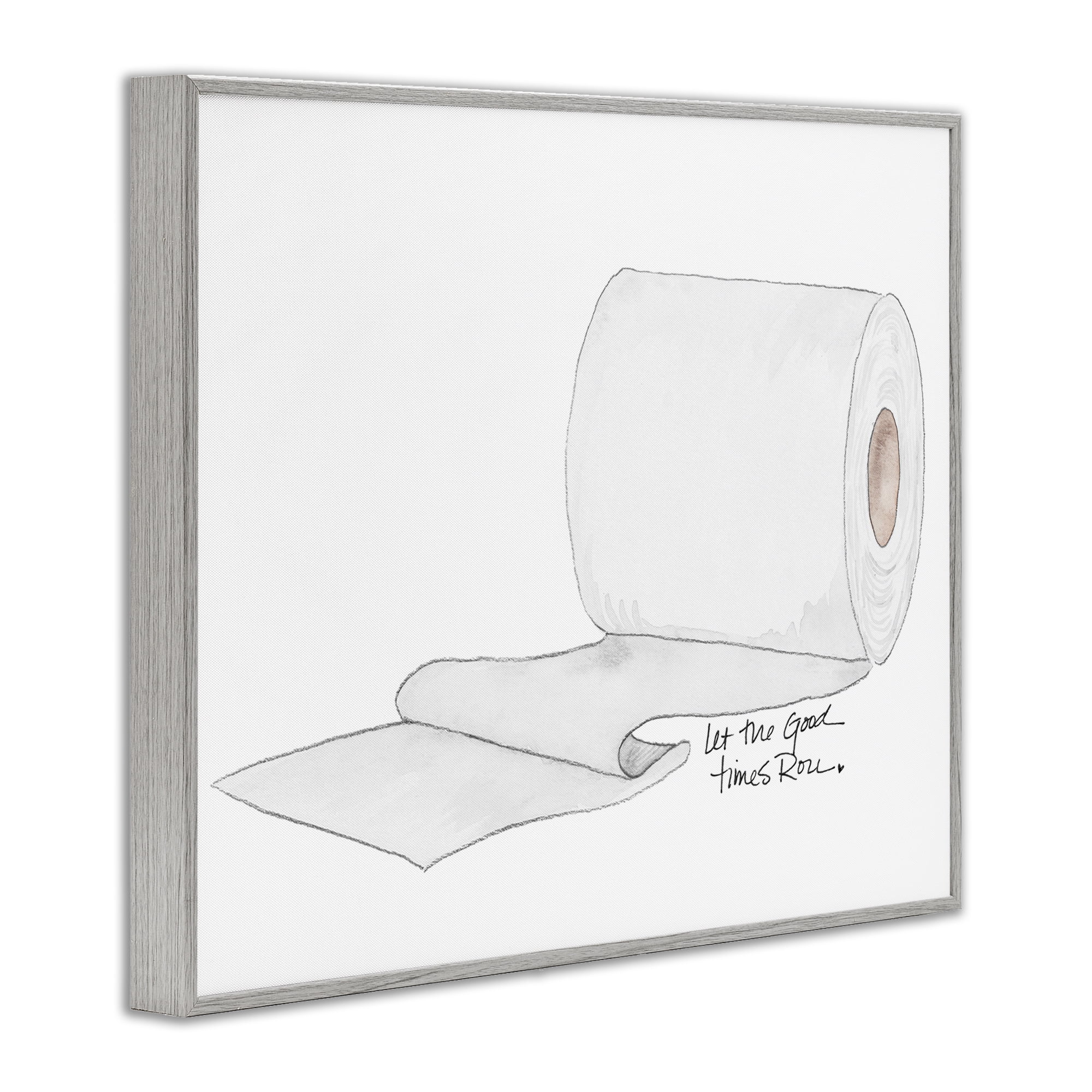 Stupell Industries Good Times Roll Toilet Paper Gray Framed Giclee Art, design by Nola James